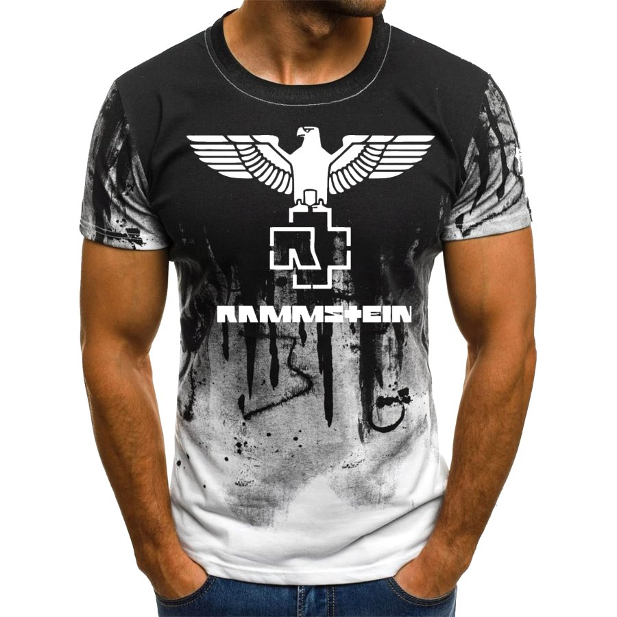 

Herren-T-Shirt Mit Vintage-Rammstein-Aufdruck Kurzärmelig Rundhalsausschnitt