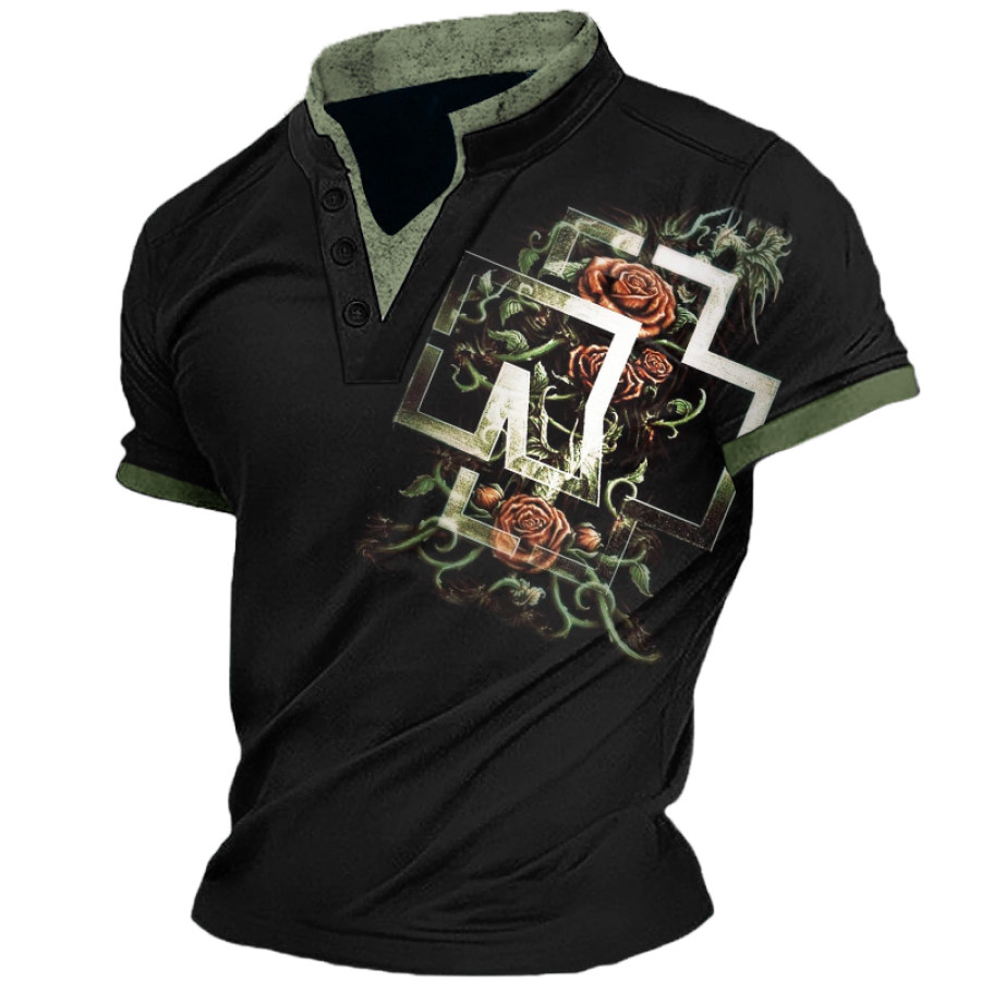 

Camiseta De Hombre Rammstein Roses Henry Con Estampado En Contraste