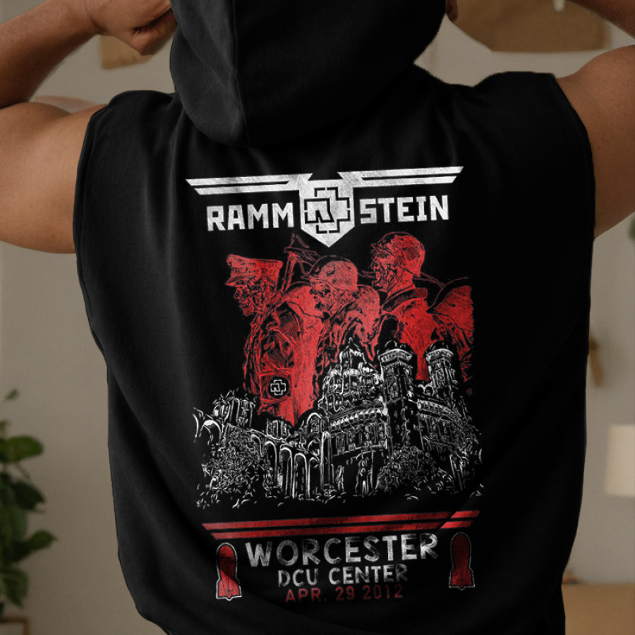 

Camiseta Sin Mangas Con Capucha Y Estampado Vintage De Rammstein Para Hombre