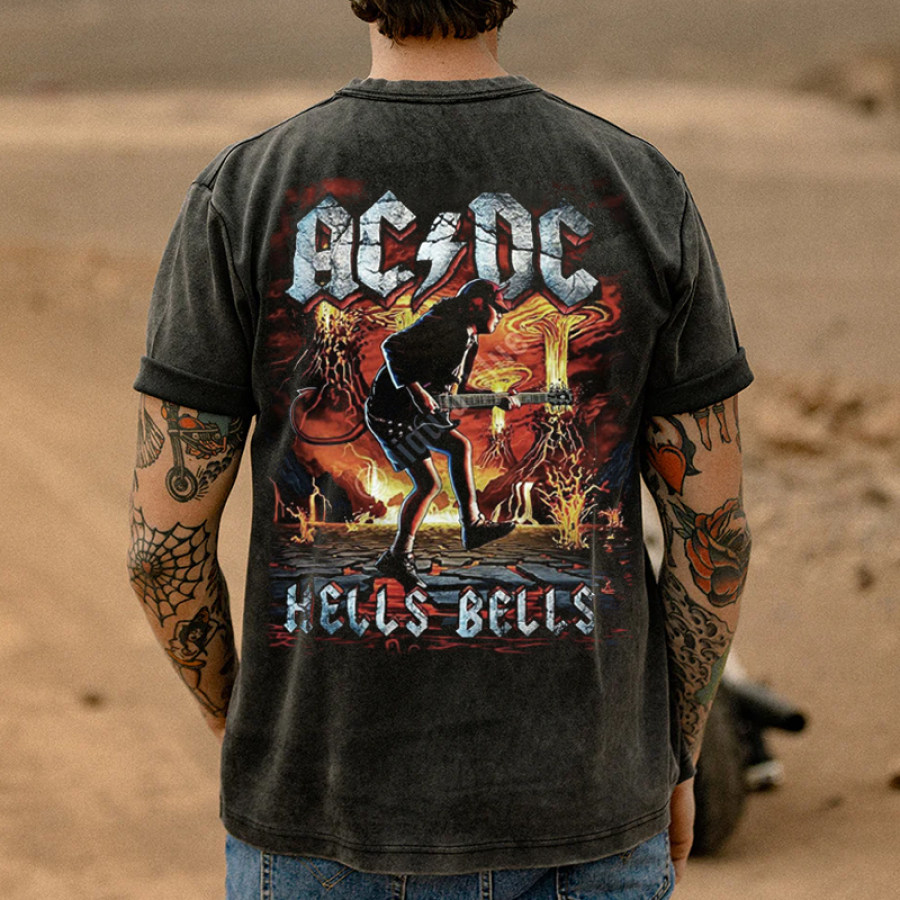 

Мужская футболка с винтажным принтом Acdc Rock Guitarist Hells Bells