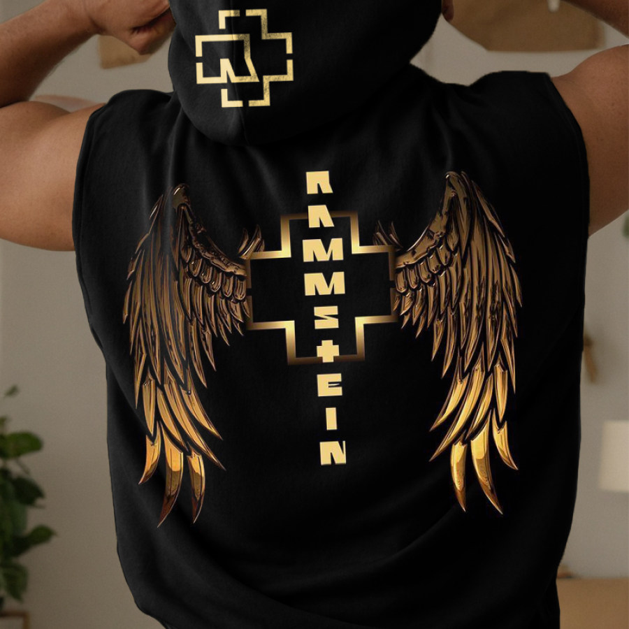 

Ärmelloses Tanktop Mit Kapuze Für Herren Mit Rammstein-Vintage-Muster-Aufdruck