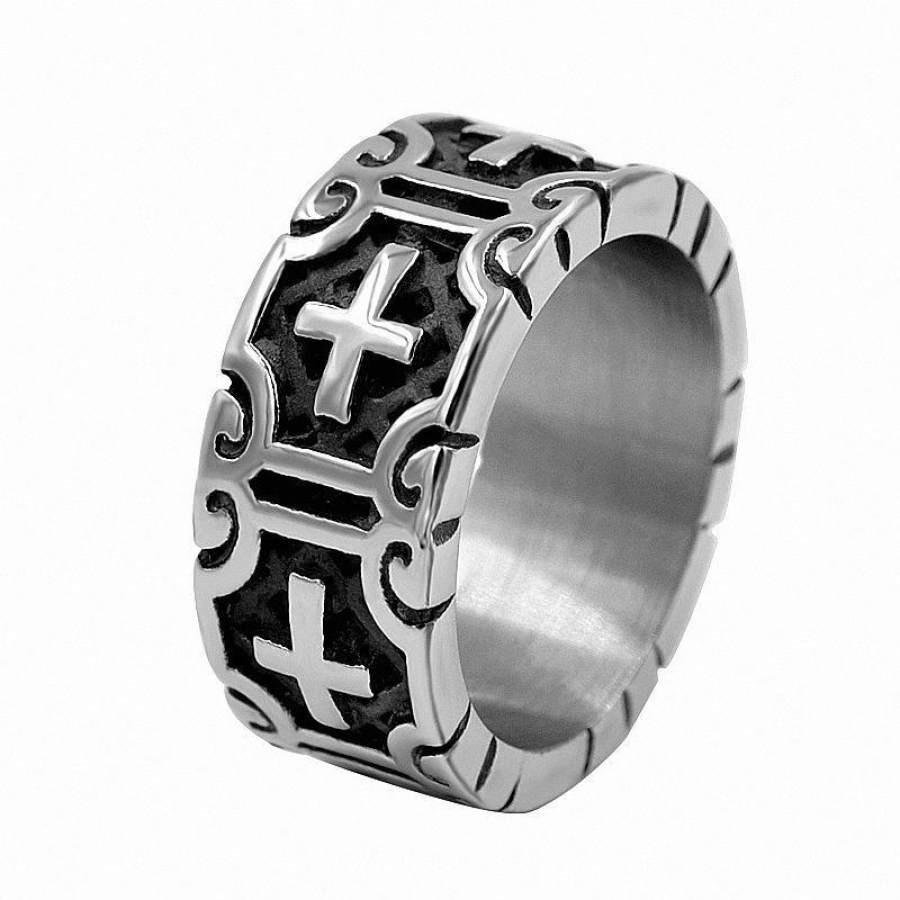 

Punk Rock Totenkopf Ring Retro Kreuz Band Ring