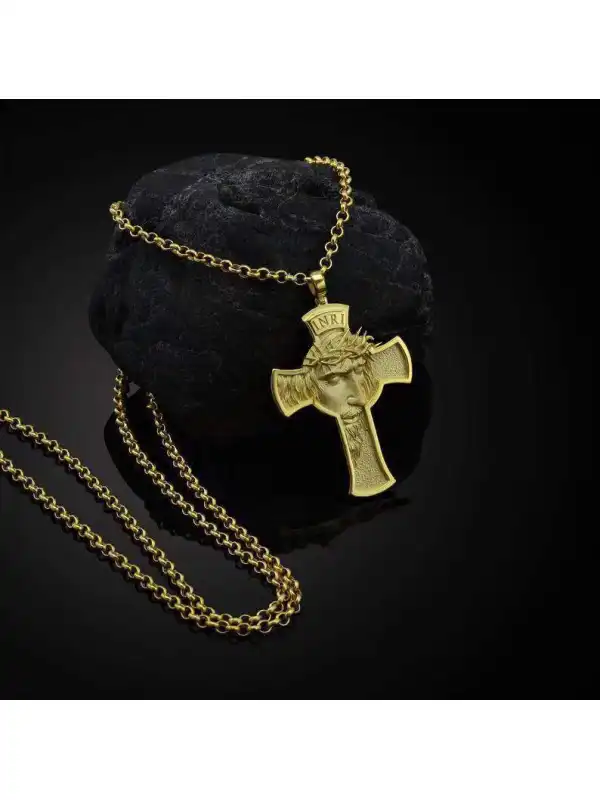 Rock Punk Hip Hop Retro Faith Cross Jesus Praying Hands Alloy Stainless Steel Necklace - Timetomy.com 