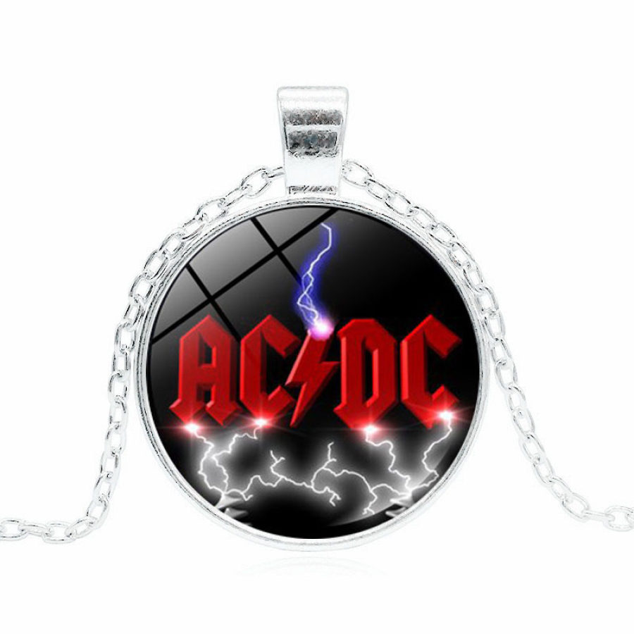 

CDC Rock Punk Hip Hop Rétro Foudre Temps Collier De Pierres Précieuses Collier En Acier Inoxydable