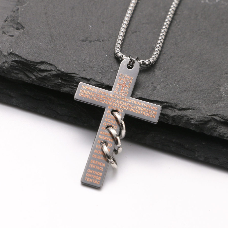 

Rock Punk Hip Hop Faith Cross Ring Alloy Stainless Steel Necklace