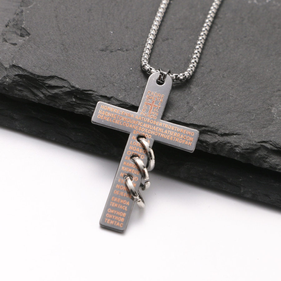 

Rock Punk Hip Hop Faith Cross Ring Alliage Collier En Acier Inoxydable