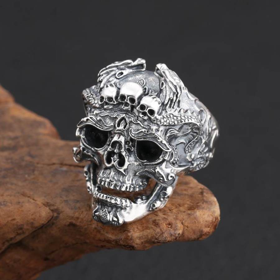 

Кольцо с черепом в стиле панк-рок Ретро кольцо с черепом Открытое регулируемое кольцо