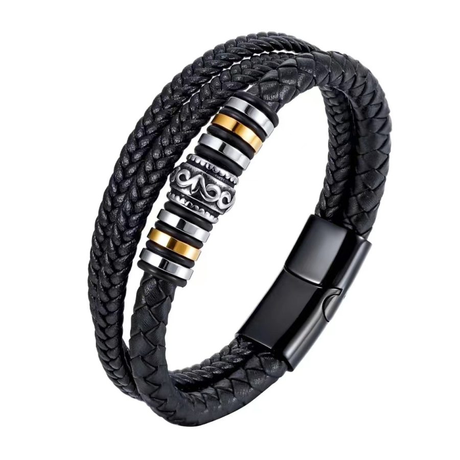 

Punk Rock Hip Hop Retro Leather Weave Bracelet Alloy Electroplated Bracelet