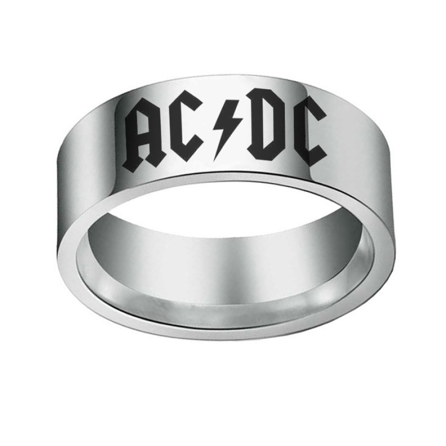 

AD DC Anillo De Acero Inoxidable Rock Punk Hip Hop Anillo De Acero De Titanio