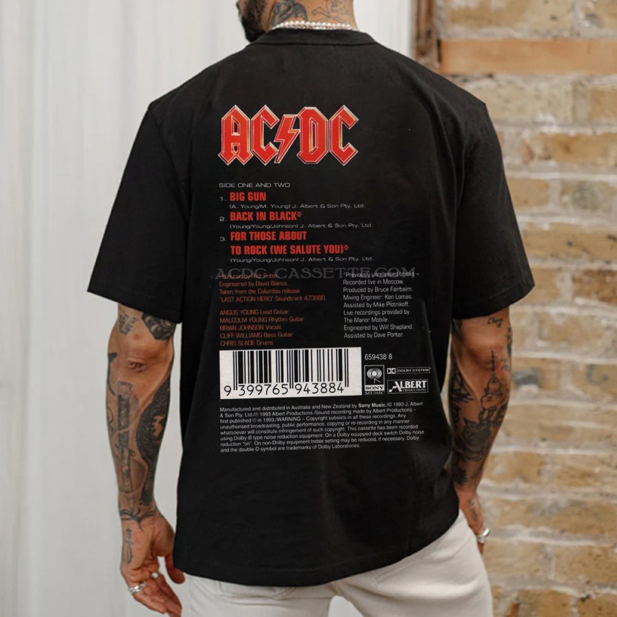 

Men's Vintage Hells Bells ACDC Devil Skull Print Crew Neck T-Shirt
