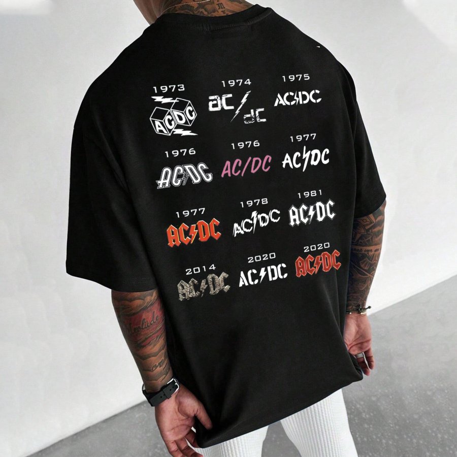 

T-shirt Oversize à Col Ras Du Cou Imprimé AC/DC Vintage "Hells Bells" Pour Hommes