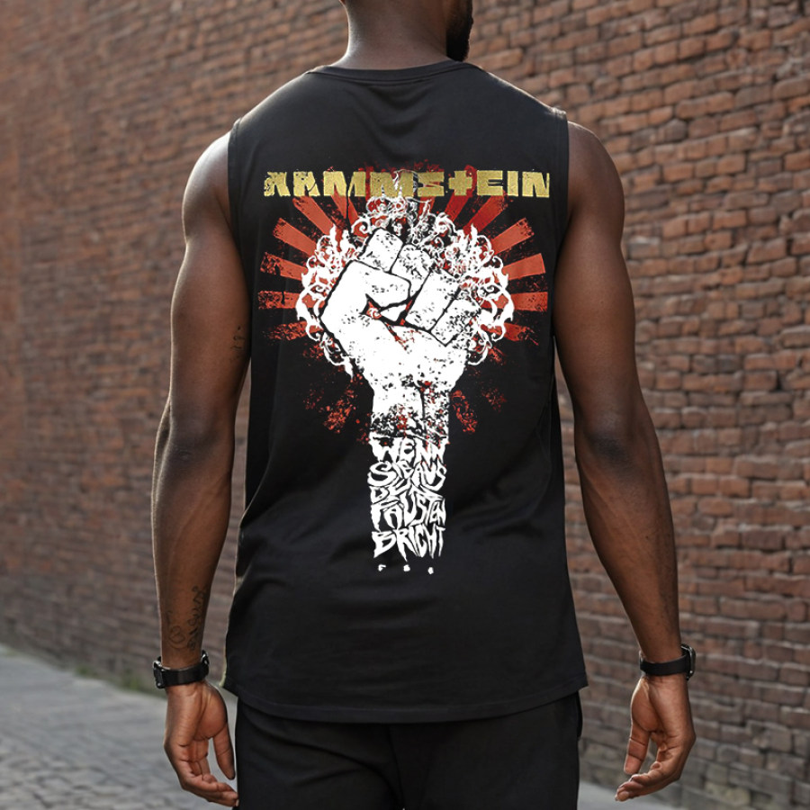 

Camiseta Sin Mangas Con Estampado Vintage Informal Rammstein Fist Para Hombre