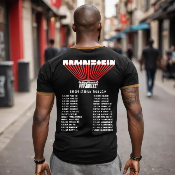 Men's Vintage Rammstein Rock Band Europe Stadium Tour 2024 Color Block ...