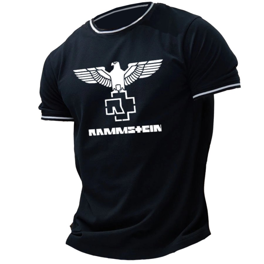 

Bedrucktes T-Shirt Mit Kurzen Rundhalsärmeln Für Herren Mit Rammstein-Rockband-Motiv