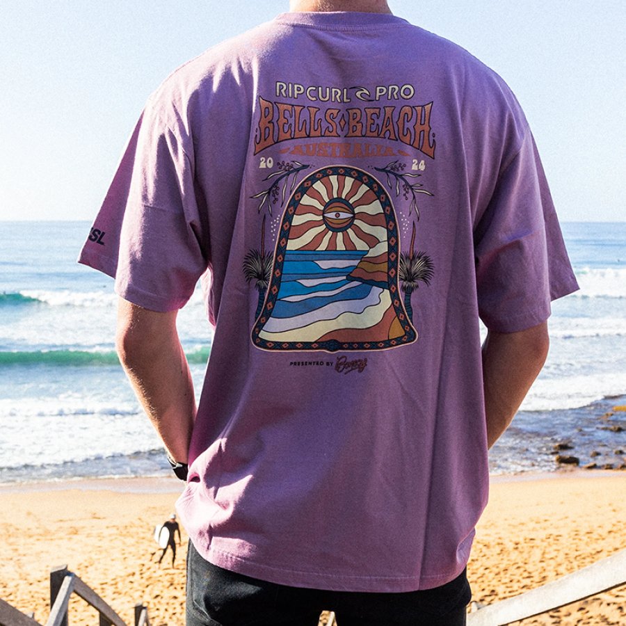 

Men's Rip Curl Surf Poster Beach Loose Short Sleeve Oversized T-Shirt