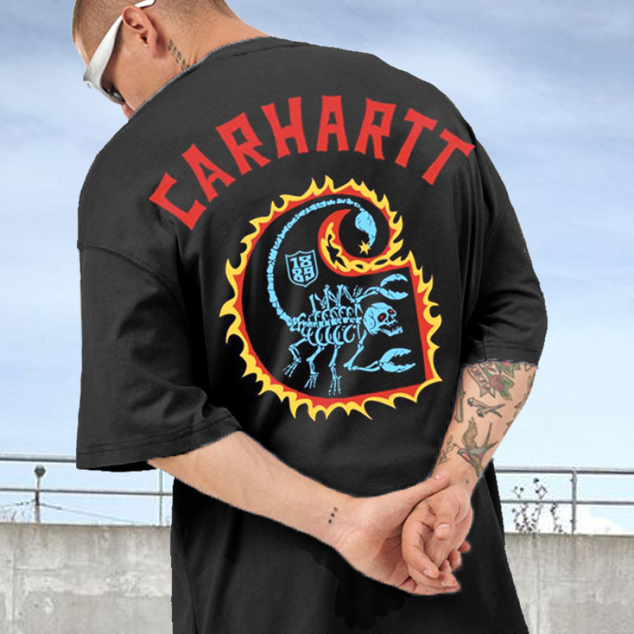

T-shirt Surdimensionné Vintage Flame Scorpion Imprimé Carhartt Pour Hommes