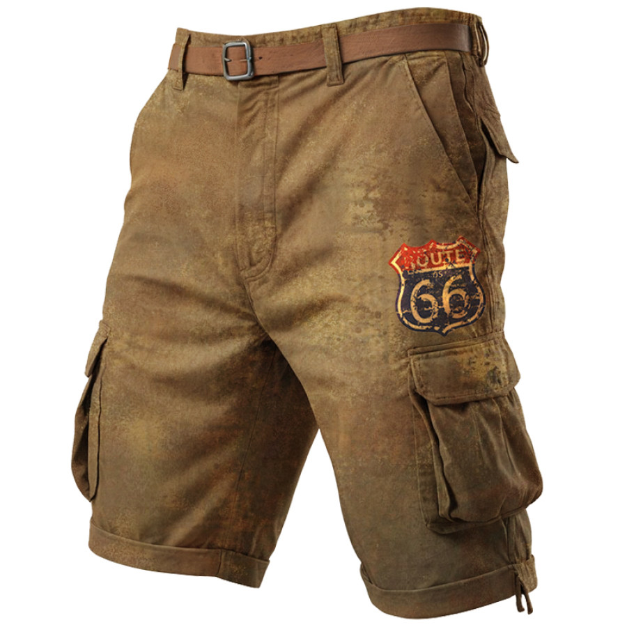 

Pantalones Cortos Con Bolsillo Lavado Vintage Route 66 States Para Hombre