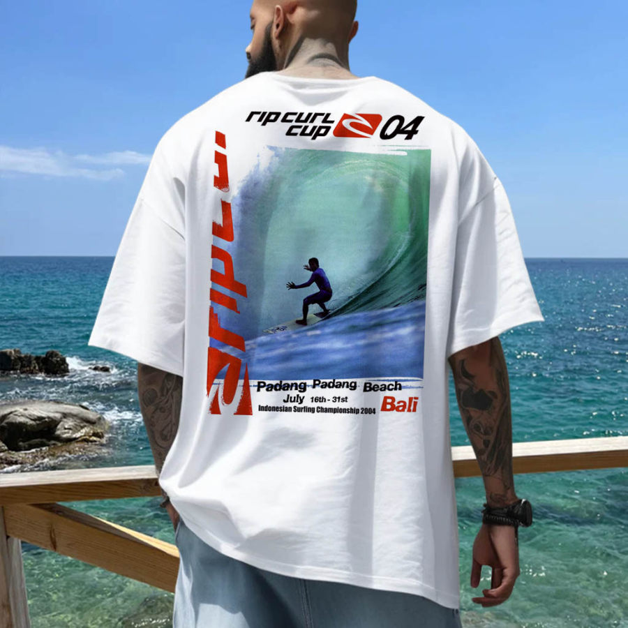 

Rip Curl Surf Poster Beach Lockeres Kurzärmliges Übergroßes T-Shirt Für Herren