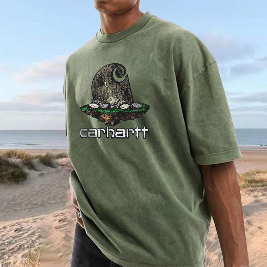 

Men's Vintage Carhartt Printed Surf Beach Everyday Casual T-shirt