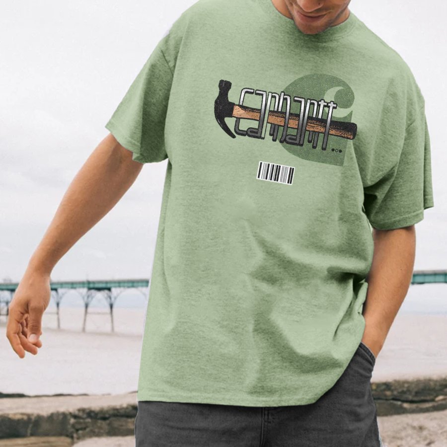 

T-shirt Décontracté Vintage Carhartt Imprimé Surf Beach Pour Hommes