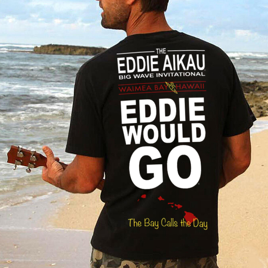 

Men's Eddie Aikau Surf Vacation Printed Round Neck Short Sleeved T-shirt