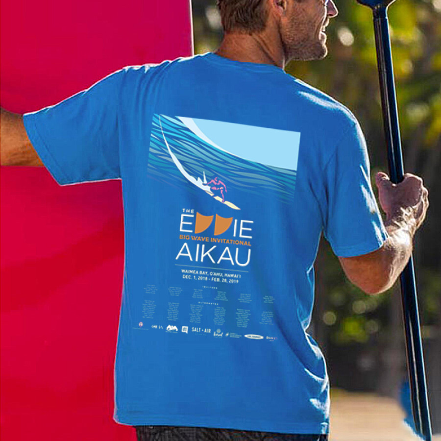 

Men's Eddie Aikau Surf Vacation Printed Round Neck Short Sleeved T-shirt