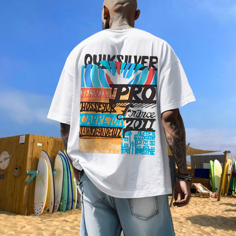 

Men's Quiksilver Surf Vacation Printed Round Neck Short Sleeved T-shirt