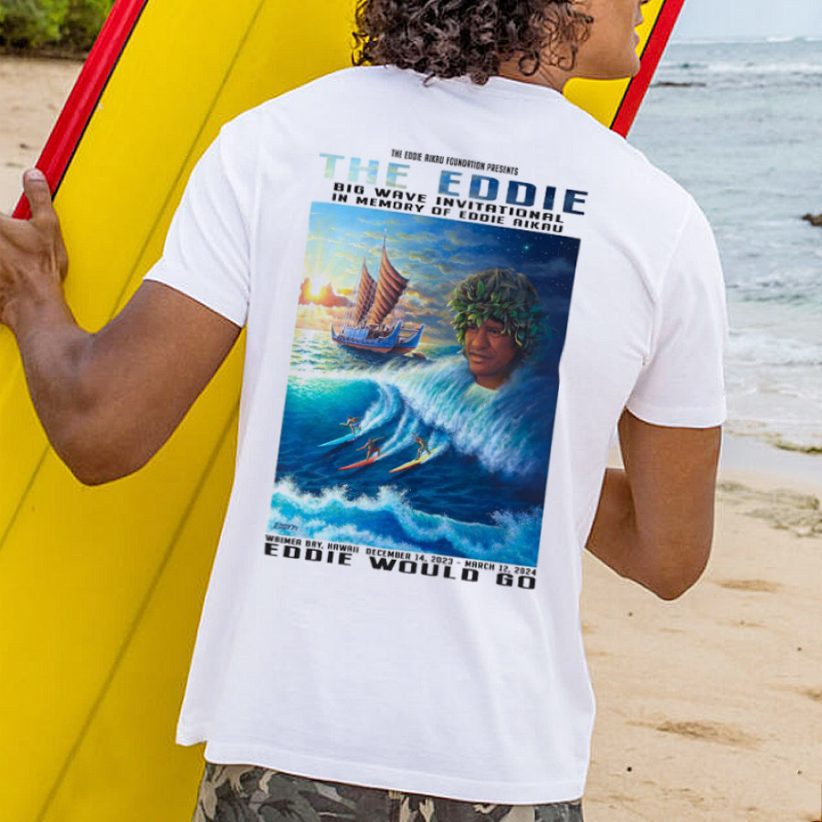 

Men's Eddie Aikau Surf Vacation Printed Round Neck Short Sleeved T-shirt