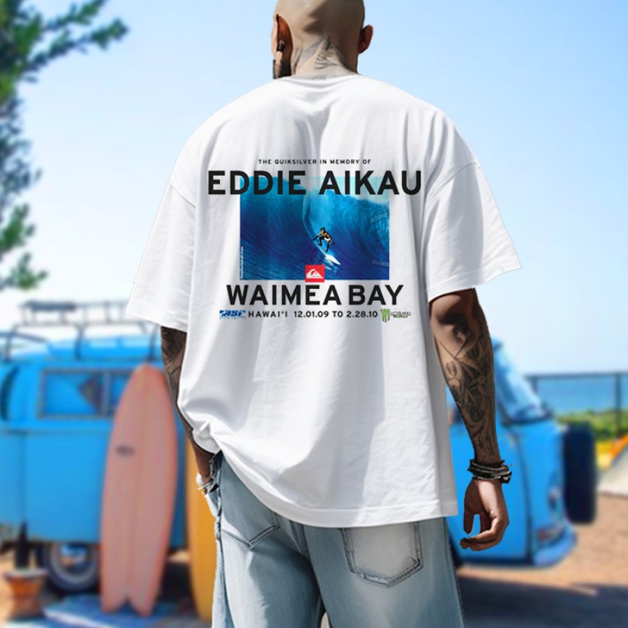 

Men's Eddie AIikau Surf Vacation Printed Round Neck Short Sleeved T-shirt