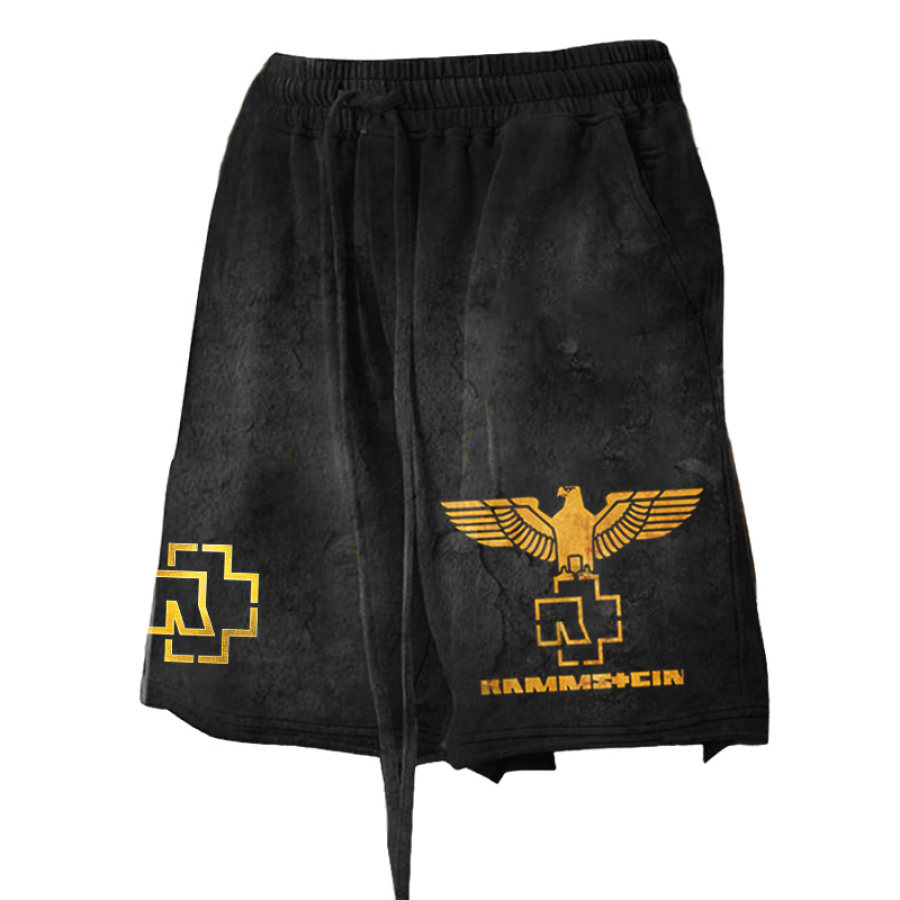 

Pantalones Cortos Casuales Con Cordón Estampado Vintage Rammstein Rock Band Para Hombre