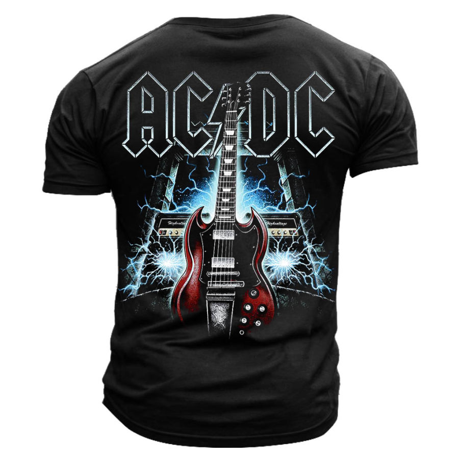 

Мужская винтажная рок-группа ACDC с принтом гитары высокого напряжения повседневная футболка с коротким рукавом и круглым вырезом