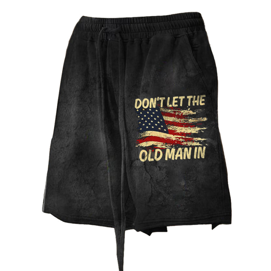 

Men's Vintage Don't Let The Old Man In Country Music America Flag Printed Drawstring Shorts