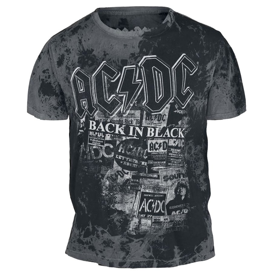 

Мужская винтажная футболка с круглым вырезом и короткими рукавами для рок-группы ACDC гитара