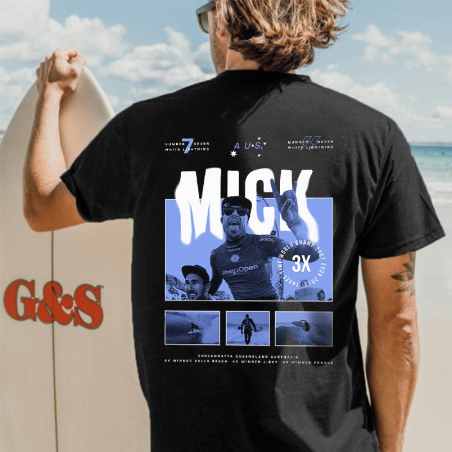 

Мужская повседневная повседневная футболка с винтажным принтом для серфинга и пляжа