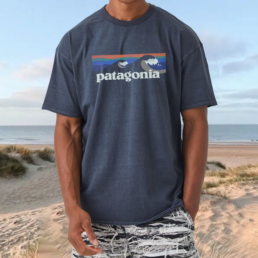 

Мужская винтажная повседневная повседневная футболка с принтом Patagonia Surf Beach