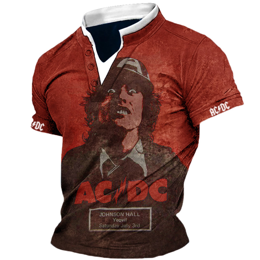 

Men's Acdc Rock Band Johnson Print Short Sleeved T-shirt