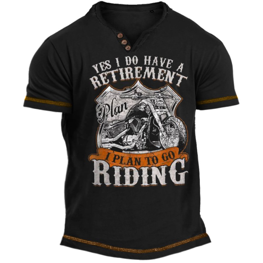 

Herren-T-Shirt Mit Henley-Ausschnitt Und Vintage-Jeep-Rad-Aufdruck „Route 66“ Für Motorrad-Roadtrips