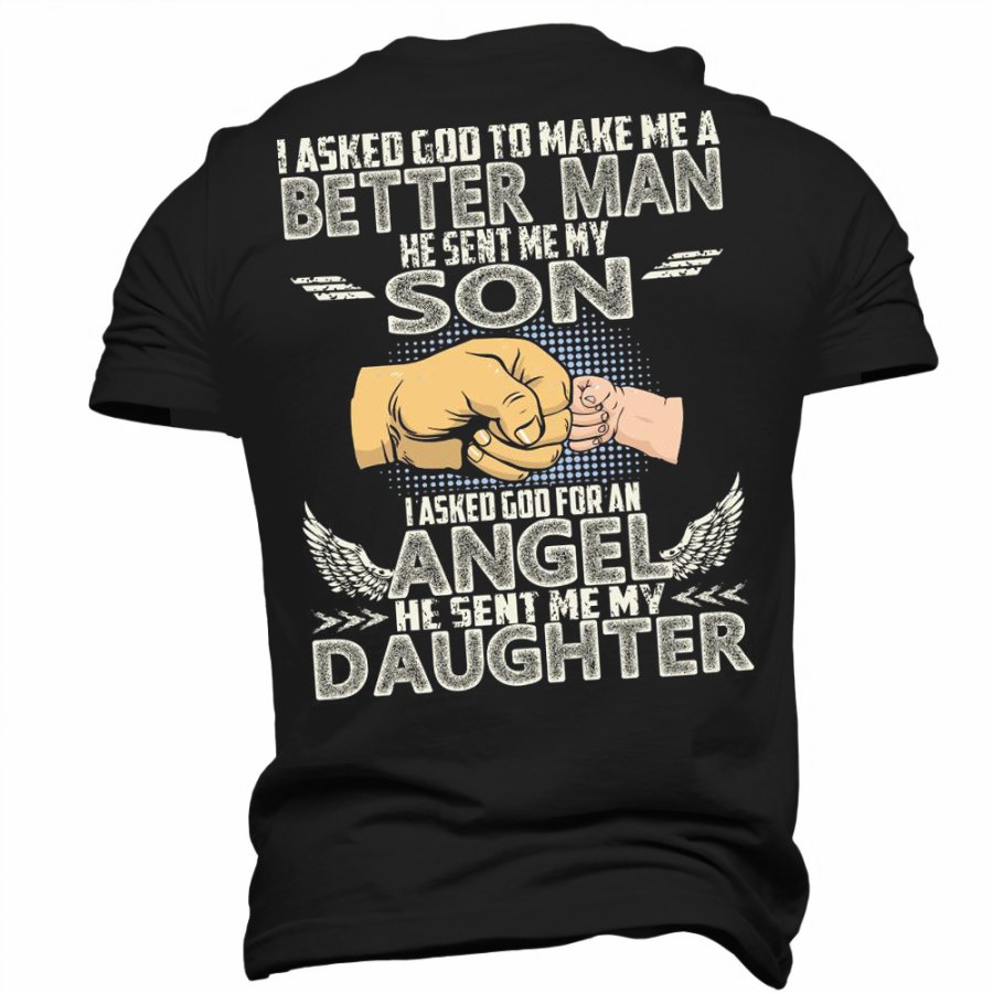 

Мужская футболка в подарок девушке на День матери «Бог послал мне мою дочь»