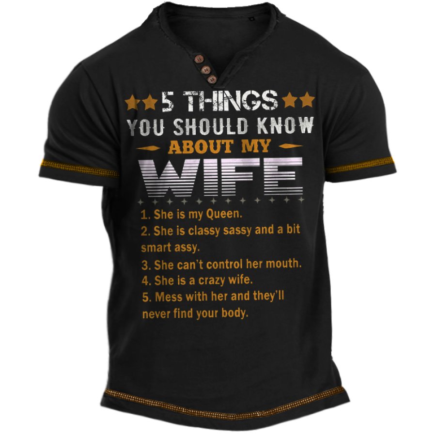 

Five Things About My Wife Men's Mother's Day Gifts Girlfriend Gifts T Shirt