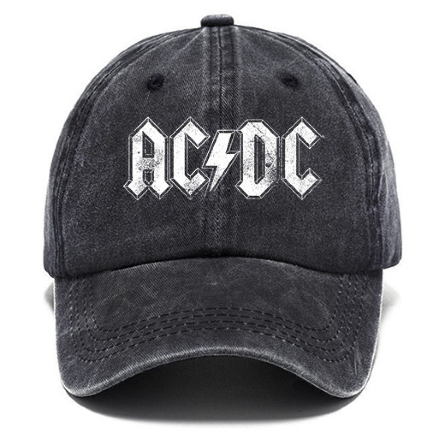 

Washed Cotton Sun Hat Vintage ACDC Rock Band Outdoor Casual Cap