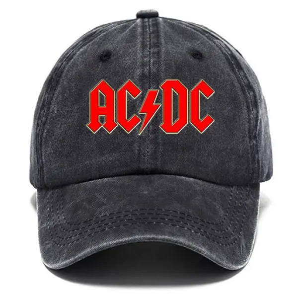 Washed Cotton Sun Hat Vintage ACDC Rock Band Outdoor Casual Cap - Ootdyouth.com 
