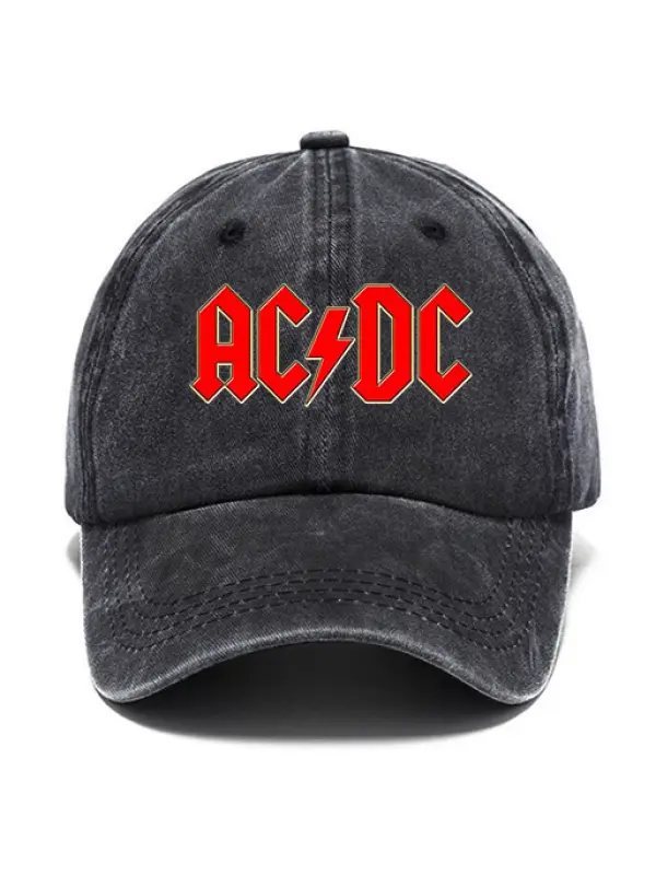 Washed Cotton Sun Hat Vintage ACDC Rock Band Outdoor Casual Cap - Spiretime.com 