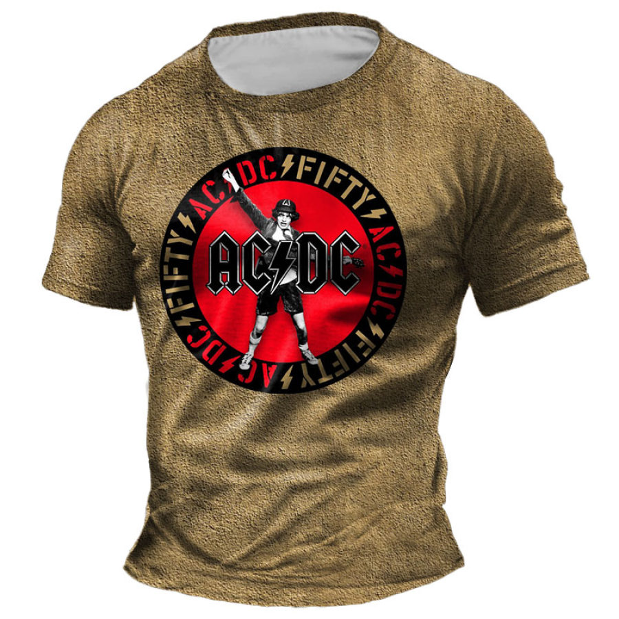 

Мужская винтажная футболка ACDC 50 Rock Band Rock N Roll 1978 с принтом повседневная с короткими рукавами контрастного цвета с круглым вырезом