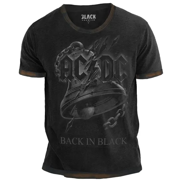 Men's Vintage Hells Bells ACDC Devil Skull Print Crew Neck T-Shirt - Cotosen.com Men's Vintage Hells Bells ACDC Devil Skull Print Crew Neck T-Shirt - Cotosen.com