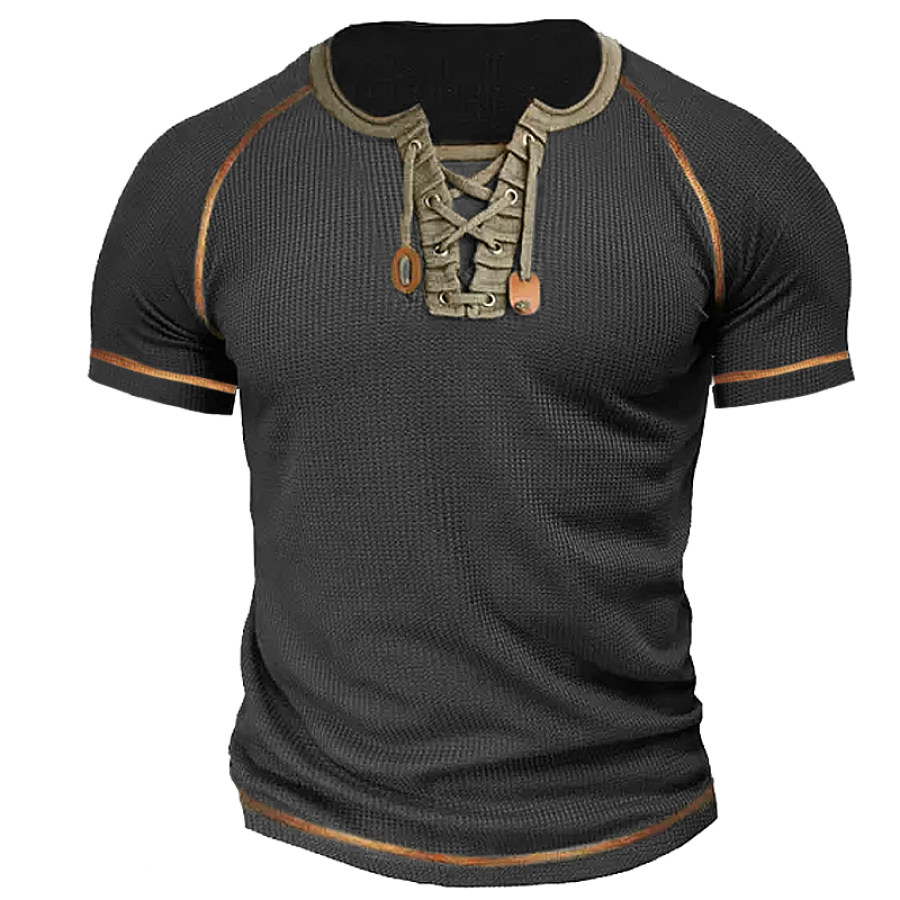 

T-shirt à Manches Courtes Et Col En V Waffler Lanyard Pour Hommes