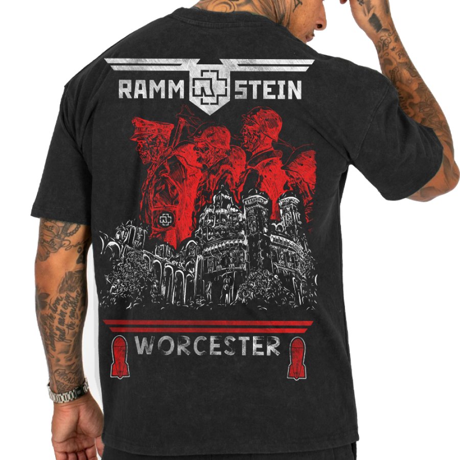 

Men's Vintage Rammstein Rock Gesture Print T-Shirt