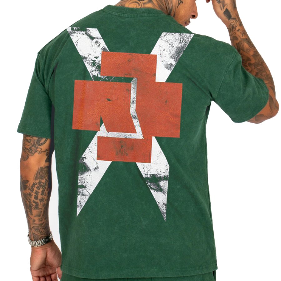 

Мужская винтажная футболка с принтом Rammstein Rock Gesture