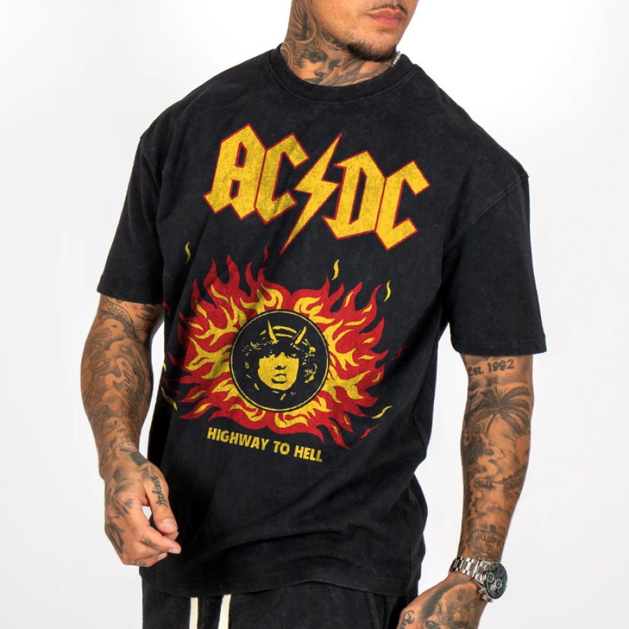

Camiseta Vintage Con Estampado De Rock ACDC Para Hombre
