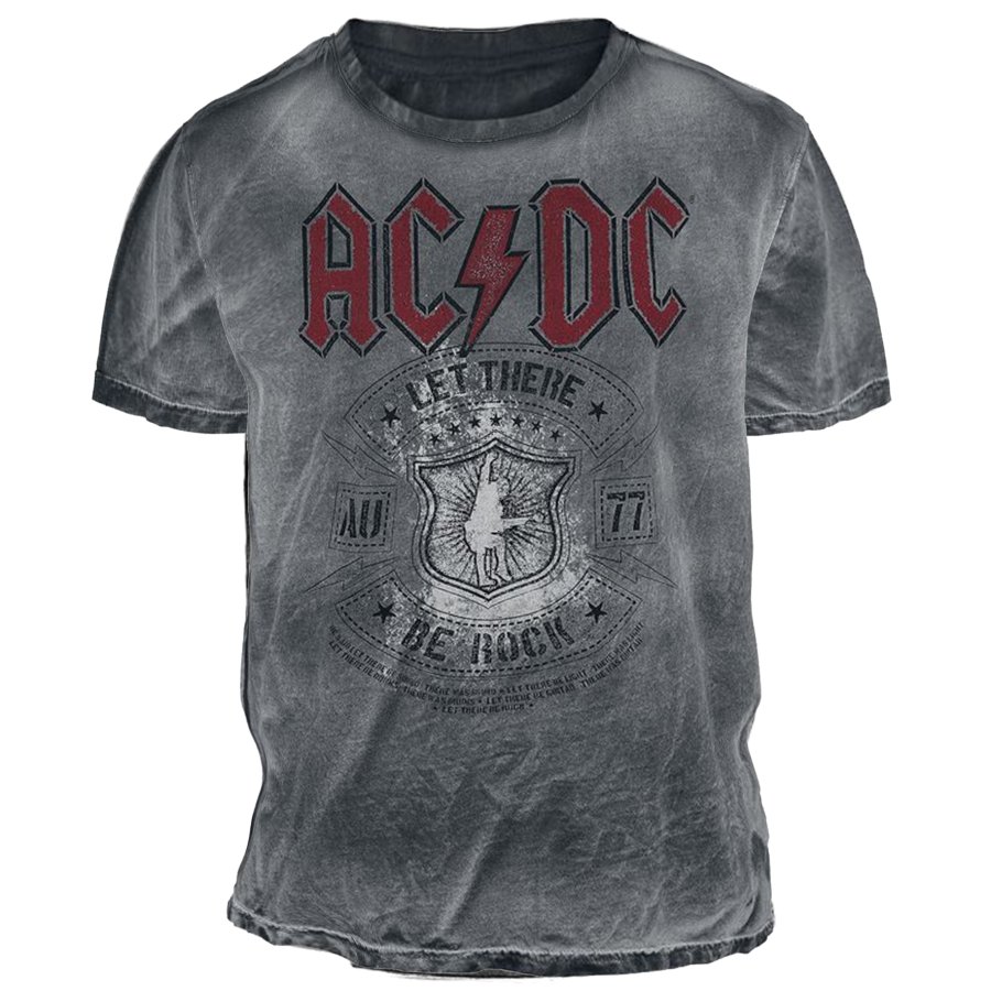 

Men's Vintage ACDC Rock Band Hells Bells Print Daily Short Sleeve Contrast Color Crew Neck T-Shirt