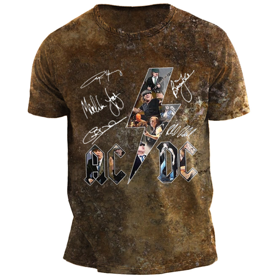 

Herren T-Shirt Mit Vintage-Aufdruck „Acdc Signature Of Band Members“